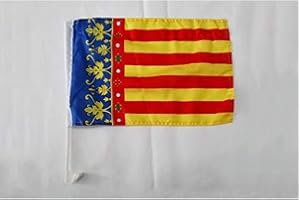 AZ FLAG Bandera de Coche La Comunidad Valenciana 45x30cm - Banderina Auto Valenciana 30 x 45 cm, Banderita ventana coche, Car Flag