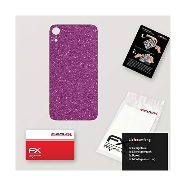 atFolix Skin kompatibel mit Apple iPhone XR, Designfolie Sticker (FX-Glitter-Rich-Lilac), Reflektierende Glitzerfolie – Bild 3
