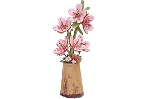 rowood Sakura sztuczne kwiaty, drewniane puzzle 3D, zestaw do majsterkowania dla dorosłych i dzieci, zestaw modelarski do dekoracji domu, kreatywny pomysł na prezent na Dzień Matki, Walentynki