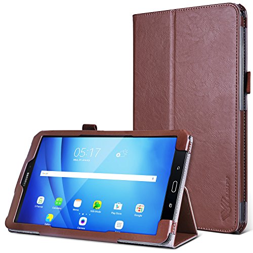 SAVFY Samsung Galaxy Tab A 10.1 Hülle 2016 T580N/ T585N Schutzhülle Auto Sleep Wake up Funktion Case Smart Cover mit Handschlaufe, Kartensteckplätze für Tab A 10.1 Zoll braun