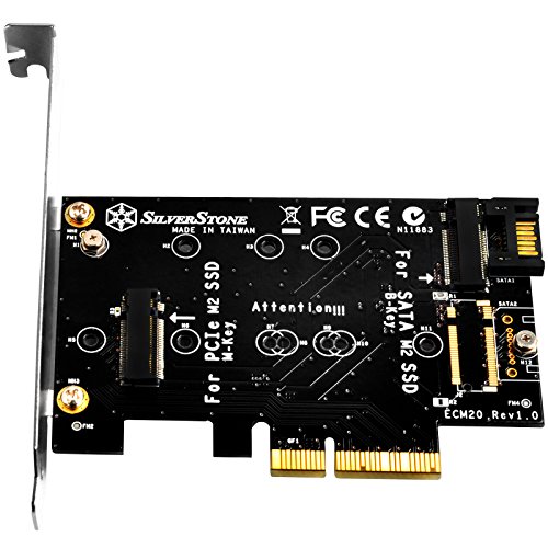 SilverStone SST-ECM20 – PCI-E Erweiterungskarte 1x PCI-E x4 zu M.2 (NGFF) und 1x SATA zu M.2 - 8