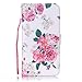 Produktbild Luxus Tasche für Apple iPhone 8 Plus und iPhone 7 Plus Case Außenseite aus Echt Leder Innenseite aus Textil Schutz Hülle Seitlich aufklappbar Ultra Slim Cover Hülle mit Standfunktion (Blumen)