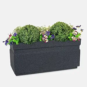 YUCCABE ITALIA Fox-B GT 24 Inches Grey Rectangular German Plastic Polymer Planter Flower Pot Suitable for Home Garden Indoor and Outdoor