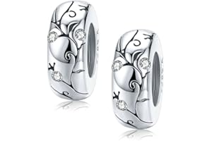 YASHUO JEWELLERY 2 szt. masywnych koralików ze srebra wysokiej próby 925, gumowe koraliki dystansowe ogniskowe, okrągłe koraliki do bransoletek z zawieszkami, europejska historia