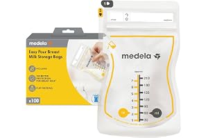 Medela bolsas de almacenamiento de leche materna Easy Pour, bolsas desechables de 210 ml, a prueba de fugas, protegen los nutrientes de la leche, sin BPA, paquete de 100, Exclusivo en Amazon