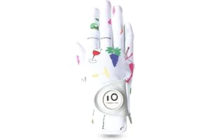 FINGER TEN Gants De Golf Femme Main Gauche Droite Motif imprimé poignée Marqueur De Balle Pack， Gant Durable Respirant Doux Taille S M L XL Sport