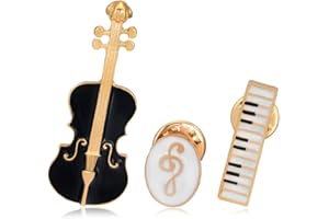 Unigift Lot de 3 broches élégantes en émail sur le thème de la musique, comprenant un violon, un piano, un clavier, une note de musique pour vêtements, une robe, une écharpe, un sac, une décoration