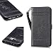 Produktbild Uposao Samsung Galaxy S7 Retro reifen Serie Lederhülle Tasche Case Cover Hülle PU Leder Schutzhülle Handy Schale Totem Blumen Muster Schwarz Design Backcover Flip Cover Wallet im Bookstyle mit Standfunktion Karteneinschub und Magnetverschluß Etui Flip Case