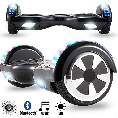 Magic Vida Skateboard Électrique 6.5" Bluetooth Puissance 700W Deux Barres LED Gyropode Auto-Équilibrage de Bonne qualité Noir