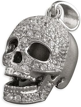 Sterling Silver Pendant Cubic zirconia skull
