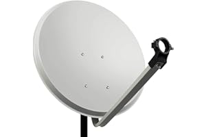 PremiumX PXS80 Satellitenschüssel 80cm Stahl Hellgrau Satellitenantenne SAT Spiegel mit LNB Tragarm und Masthalterung