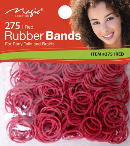 Magic Collection Elastic Rubber Bands Red*For Pony Tails And Braids*Item no 2751 RED