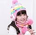 Womdee(TM) Pink Baby Rabbit Ear Colorful Stripe Polka Dot Weave Knitting Earmuff Scarf Hat Set(6Months-4Years) -1Set(2Pcs)