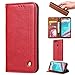 Produktbild Oneplus 5T Fall, elegante Retro Leder mit ID Kreditkarte Slot Halter FLIP COVER STÄNDER Magnetverschluss Fall für OnePlus 5T, rot, OnePlus 5T