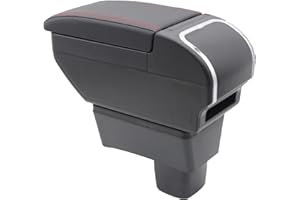 KAERGK Doppellagige Armlehnenbox für Swift 2005–2024 Mittelkonsole Aufbewahrungsbox mit Getränkehalter Armlehne Zubehör Schwarz