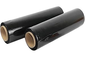 JRIA Multi Use Strong Pallet Wrap Cling Film | Heavy Duty Strong Pallet Wrap | Tear Resistant Stretch Film | Packaging for Removals & Warehouse Use | High-Quality Pallet Wrap 500mm x 200m (Black, 2 Rolls)