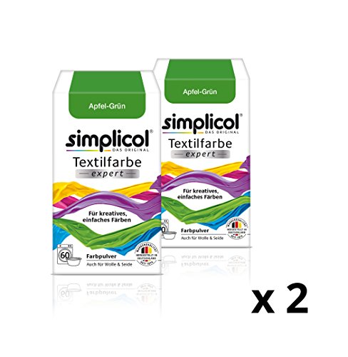 Simplicol Textilfarbe expert Für kreatives, einfaches Färben - 1744 - "Apfel-Grün" - Neu! - 2er-Pack