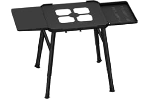 DUDSOEHO Grillständer für Ninja Woodfire Außenbereich Grill - Elektrischer Außenbereich BBQ Grill höhenverstellbarer Ständer mit doppeltem Seitentisch, Pizzaofenständer mit hängenden Haken