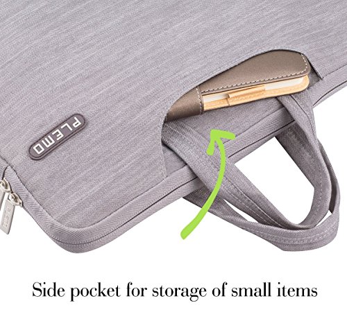 Plemo Denim-Gewebe Tasche Hülle Aktentasche Sleeve für 33-33,8 cm (13-13,3 Zoll) Laptop / Notebook Computer / MacBook / MacBook Pro / MacBook Air, Grau - 4