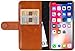 Produktbild StilGut Talis Schutz-Hülle für Apple iPhone Xs & iPhone X mit Kreditkarten-Fächern aus echtem Leder. Seitlich aufklappbares Flip Case in Handarbeit gefertigt für das Apple iPhone Xs & iPhone X, Cognac
