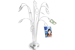 HOHIYA Photo Tree Holder Stand Christmas Cards Clip for Hanging Decoration Photos Notes Paintings Card Memos Home Indoor Decoration Birthday Wedding Party Gift Silver