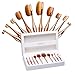 Oval Makeup Brushes Set 10 Piece Professional Elite Spoon Glitter Super Soft Fashionable Rose Gold Toothbrush Make Up Brush for Powder Foundation Eyeshadow Eyeliner Lip Cosmetic Brushes with Gift Box