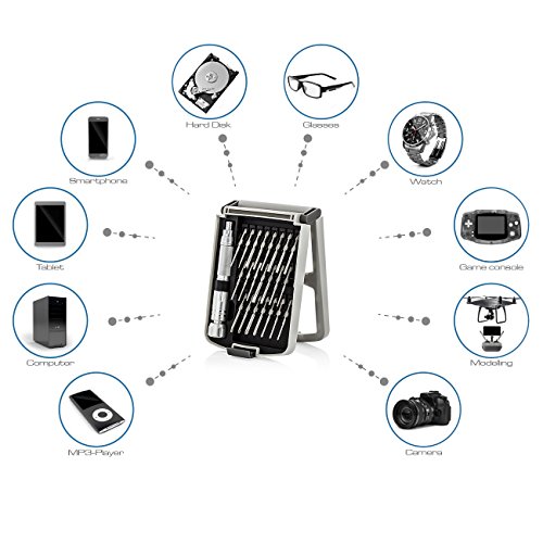 deleyCON Schraubendreher Set 23-teilig Magnetische Schraubendreher Bits Werkzeugset für Handy Smartphone Tablet Laptop Uhren Brillen Präzisions Werkzeug - 6