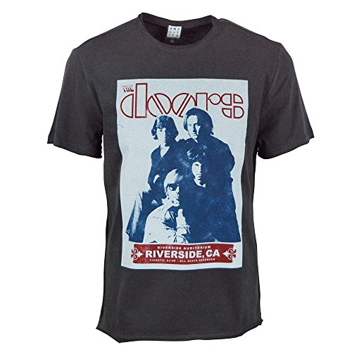 Amplified Official Mens The Doors Riverside Auditorium 1968 Retro T Shirt Charcoal