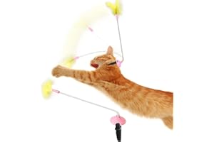 ONATISMAGIN Jouet Interactif pour Chat,Jouet à Plumes pour Chats, Jouet de Poursuite en Forme de Collier pour Chat, Jouet de Chat à Ressort, Utilisé pour Exercer la réaction du Chat (Rose)