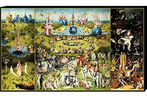 1art1 El Bosco Póster Impresión En Lienzo El Jardín De Las Delicias, 1500 Cuadro En Bastidor De Camilla De Madera | Mural XXL | Imagen 120x70 cm