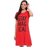 XOYA Women's Cotton Solid Knee Length Nighty