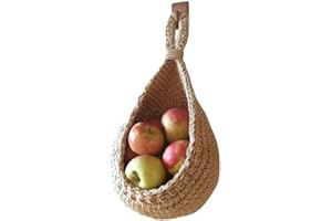 ARMYJY Cestas colgantes de pared, cesta colgante ecológica de yute de algodón, organizador de frutas y verduras de algodón para almacenamiento de productos de cocina, mantiene las verduras frescas