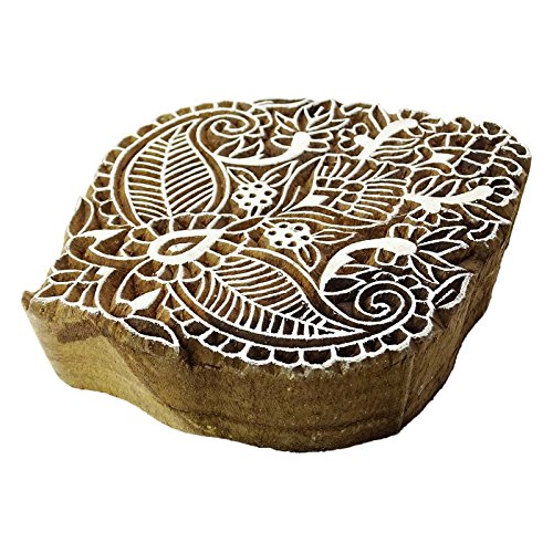 Floral Grenze Stempel Holzdruckstock Keramik Stempel Braun Dekorative Blöcke - 2
