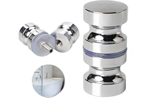 YEYIT De Manillas De Puerta De Cristal Para Mamparas De Ducha, Tirador De Puerta Maciza De Aluminio Para BañO, Tirador Cromado De Un Solo Orificio (Plateado)