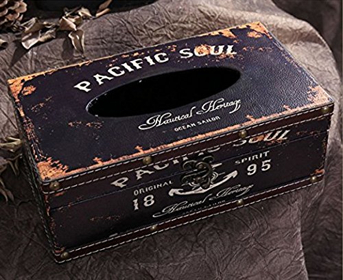 kiaotime Retro Vintage Rustikal Holz Tissue Halter Box Cover Facial Tissue Papier Spender Anchor Design Tissue Halter HOME DECOR (schwarz Pacific Soul) - 3