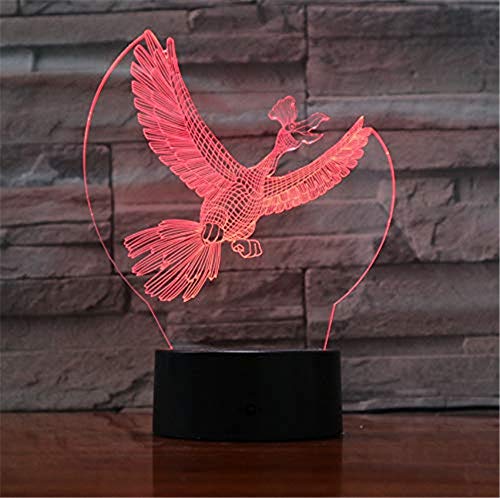 Zycx-light Night Lights/ Acrylic Panel Crow 7 Colorful Bird 3D Illusion Lamp Led Lava Lamp Usb 7 Colors Change Kids Room Mood Lighting