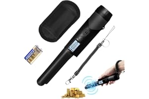 MERSYN Metal Detector Pinpointer, IP68 Waterproof Rating Metal Detecting Accessories for Treasure Hunting, Gold, Relics, Coins with Lost Lanyard/Batteries/Storage Bag, Gold Tester for Adults Kids(Black)
