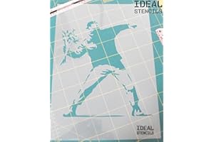 IDEAL STENCILS BANKSY Lanceur de fleurs Pochoir, d'art Craft Peinture, idéal Pochoirs, Plastique, SMALL- 6.7 x 7.1 inches