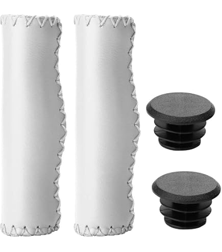 Poignées Vélo En Cuir Rétro – Lot De 2 Pour Guidon 78mm (Noir/Marron)