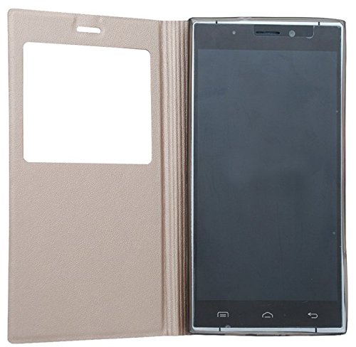 Prevoa        DOOGEE F5 Funda - Flip PU S -View Funda Cover Case Carcasa para DOOGEE F5 Android 5 1 4G 5 5 Pulgadas Smartphone - Oro
