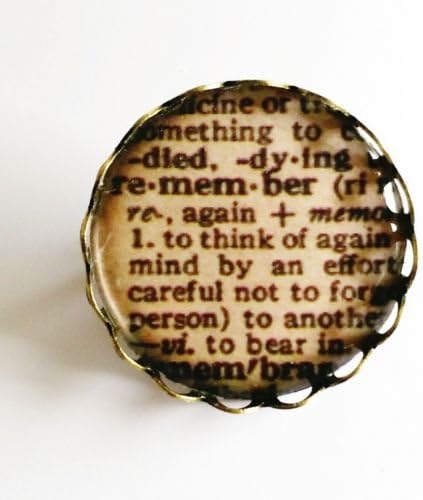 Remember BROOCH Vintage Style Pin/Badge Jewellery Dictionary Words Rememberance