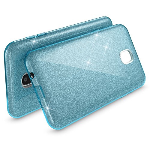 Samsung Galaxy J7 2017 (EU-Model) Custodia in Silicone di NALIA, Glitter Case Protezione Sottile per Cellulare, Slim Cover Protettiva Scintillio Bumper per Telefono Samsung J7 2017, Colore:Turchese
