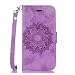 Produktbild Lonchee iPhone 6 6S (4,7 Zoll) Wallet Tasche Brieftasche Schutzhülle ,Mandala Blumenmuster geprägt Muster Design Hochwertige PU Leder Folio Tasche Case Hülle im Bookstyle mit Standfunktion Kredit Kartenfächer (lila)