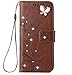 Produktbild GerTong Luxus Handmade Bling Strass Soft Slim Flip Ständer Wallet Schutzhülle für iPhone Flower Schmetterling PU Leder Hülle für Mädchen Frauen iphone 5/5s/se