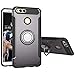 Produktbild COOLKE Huawei honor 7x hülle, Stoßfest Doppelschutz Design Soft TPU+ PC Schale 360 Rotating Ring Grip Stand with Magnetic Car Mount Schutz Tasche Case Cover Schutzhülle für Huawei honor 7x - Grau