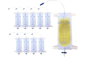XPJBKC 10 Colector Urinario, 1000 ML Bolsas de Orina Esterilizadas, Bolsas de Drenaje Orina con Tubo de 30 cm de Longitud y Válvula Antirreflujo, Funda Para Bolsa de Catéter para Hombres y Mujeres