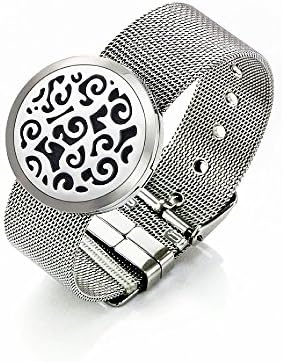 EVERLEAD Round Metal Mesh Bangle Aromatherapy / Essential Oils Stainless Steel Diffuser Locket Pendant Bracelet