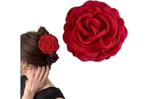 fdsmall Rose Flower Claw clip para mujeres grandes horquillas rosas accesorios antideslizantes y potentes horquillas para el cabello (Rojo)