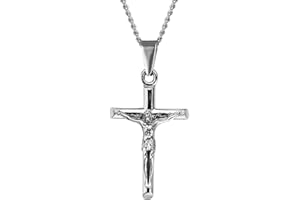 DVRK® Crocifisso Collana Uomo Oro 18k o Argento su Base di Acciaio Inossidabile 316L - Collana Uomo Croce 55 cm Resistente all'Acqua - Rosario, Crucifix, Cross, Regalo