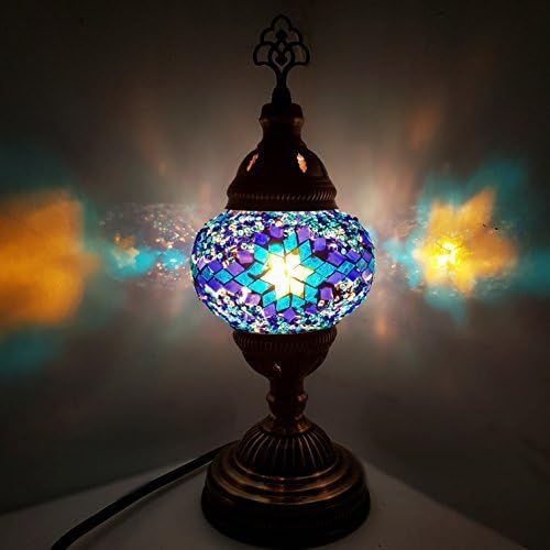 NEW - Turkish Lamp / Moroccan Lamp / Tiffany Style Glass Desk Table Lamp 29cm